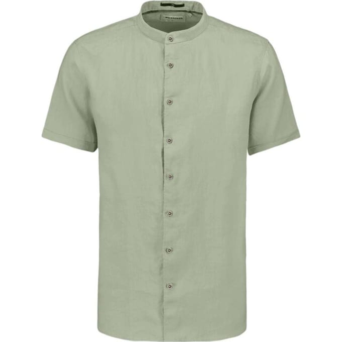 No Excess Shirt short sleeve granddad solid w light army