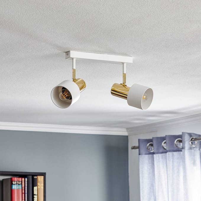 Argon Plafondspot Destin, 2-lamps, wit/messing