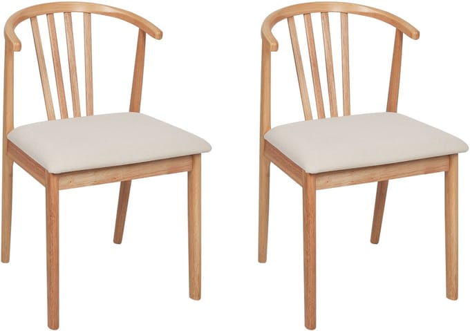 CRAIG - Eetkamerstoel set van 2 - Lichtbeige - Licht Hout