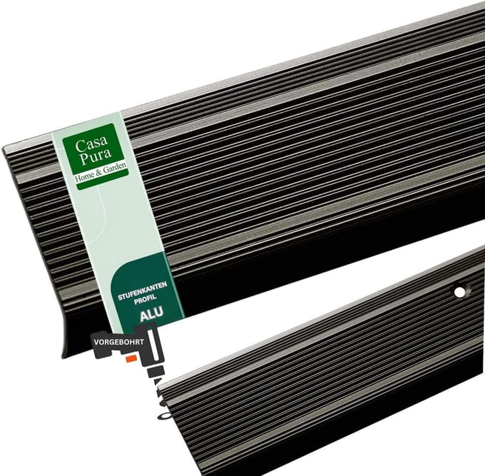 L-vormige Aluminium Trapprofiel 30 mm - Geperforeerd, Geanodiseerd Brons, 100 cm