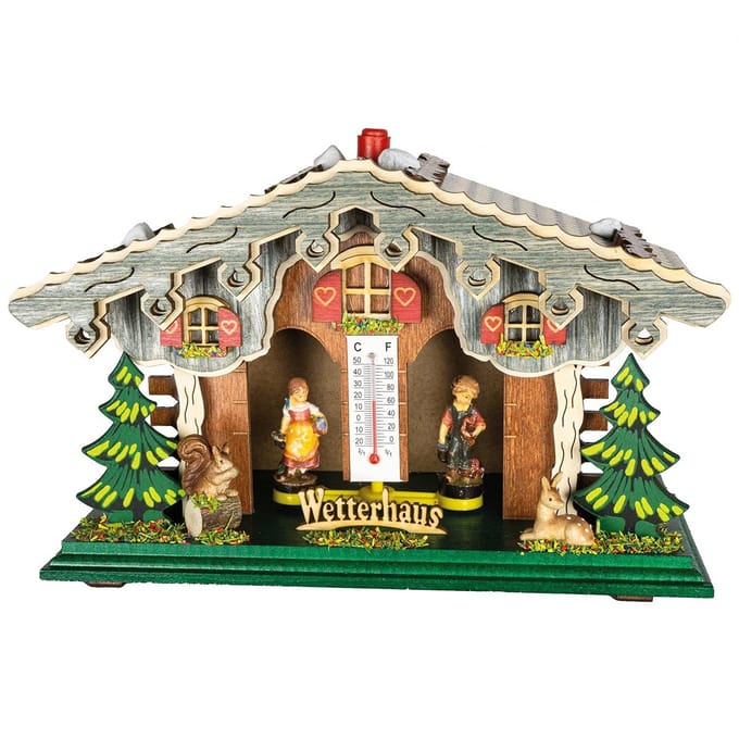 Houten Weerhuisje met Thermometer en Barometer