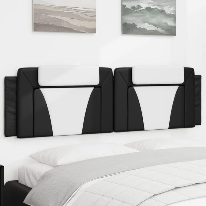 vidaXL Hoofdbordkussen "Viana" 183 cm kunstleer zwart en wit