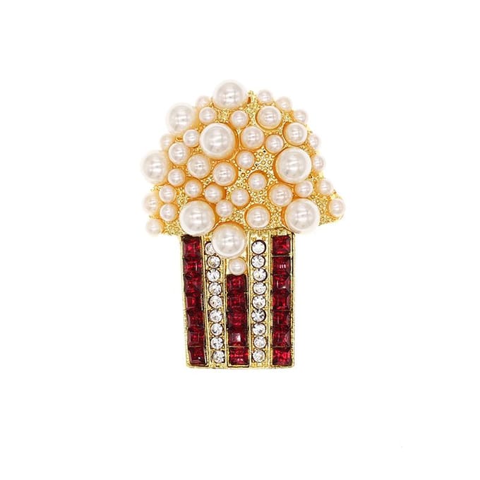 Broche Maïs Mignonne d'Été Ins Tendance Broches Strass Rubis Perles Accessoires Épingle beige