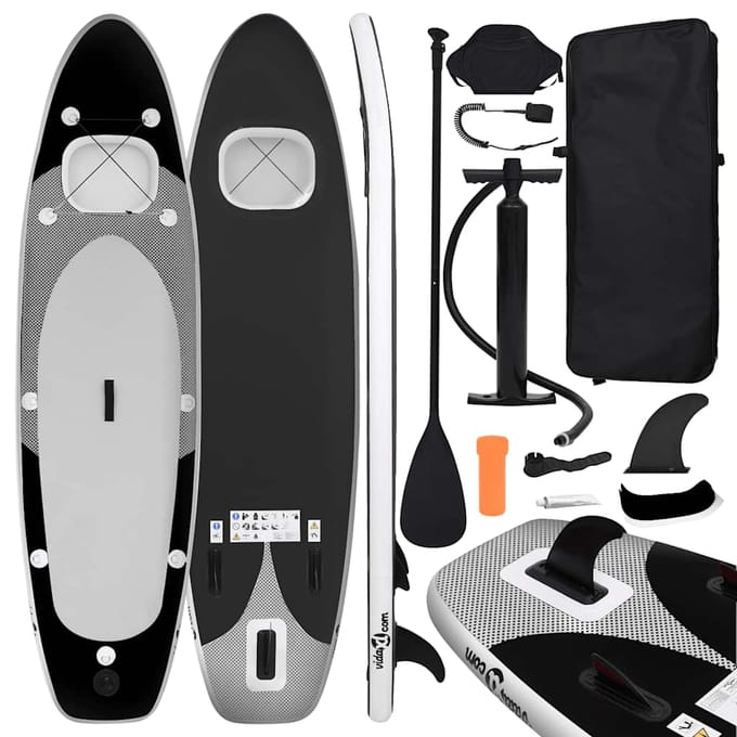 Vidaxl Opblaasbare Supboard Met Accessoires, Zwart, 330X76X10 Cm