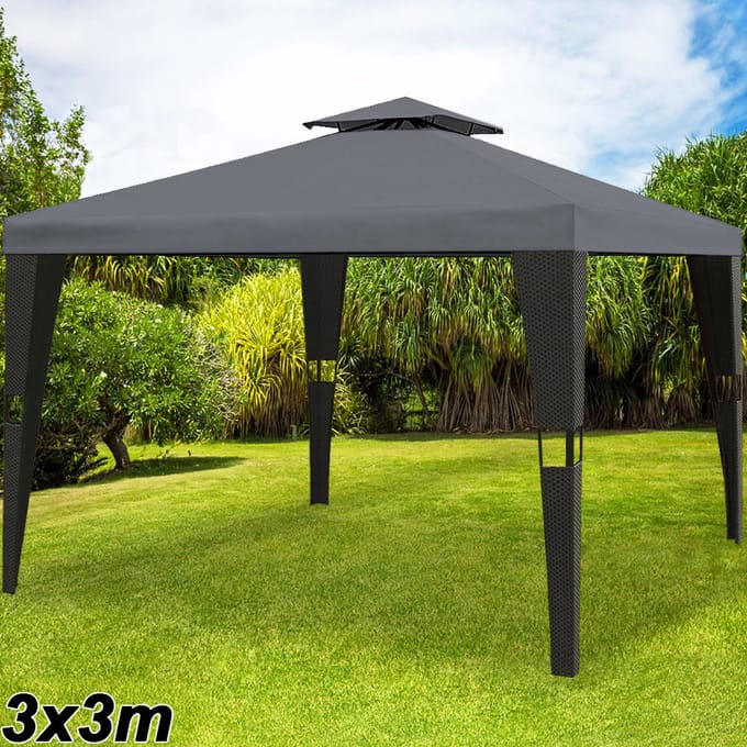 Deuba Paviljoen Polyrattan – 3x3 Meter/Weerbestendig – Antraciet