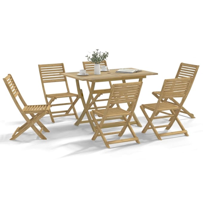 vidaXL - 7-delige - Tuinset - massief - acaciahout