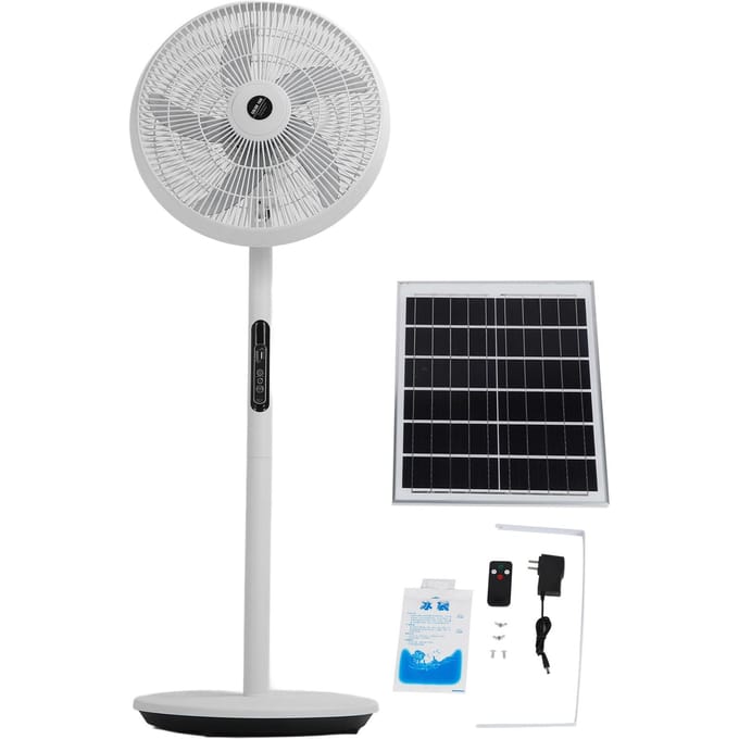 Ventilateur oscillant 3 vitesses, silencieux, télécommande, alimenté par batterie solaire, 18 000 mAh, pour la maison black