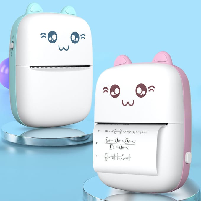 Draagbare mini-zakprinter BT thermische printer met thermisch afdrukpapier USB-kabel voor notitie blauw