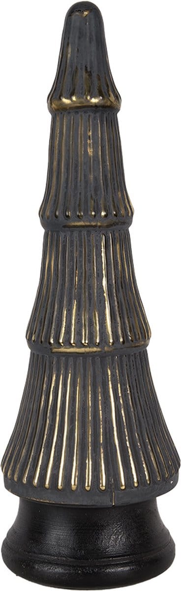 Clayre & Eef Kerstdecoratie Kerstboom Ø 15x45 cm Grijs Goudkleurig Glas