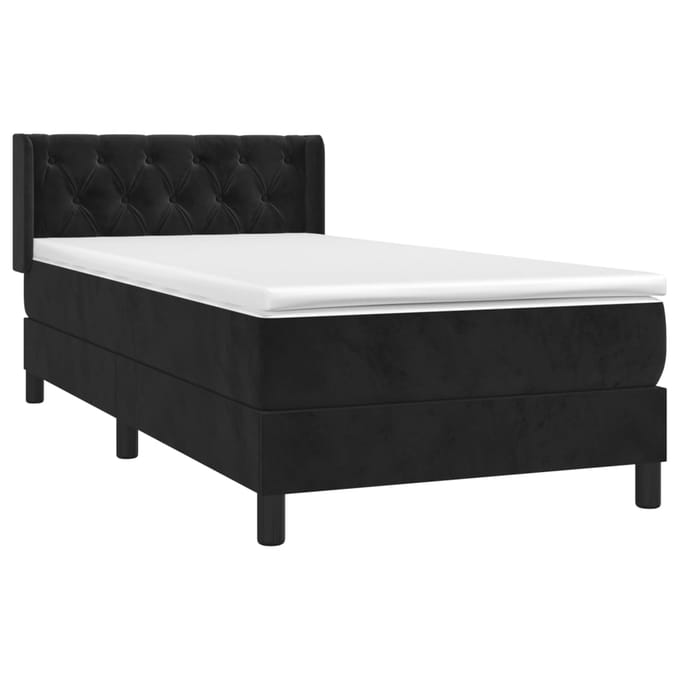 vidaXL - Boxspring - met - matras - fluweel - zwart - 80x200 - cm