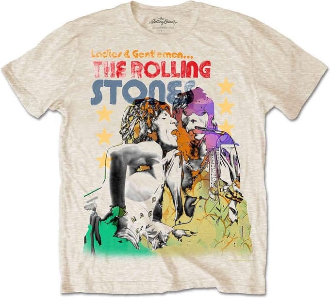 The Rolling Stones - Mick & Keith Watercolour Stars Heren T-shirt - M - Creme