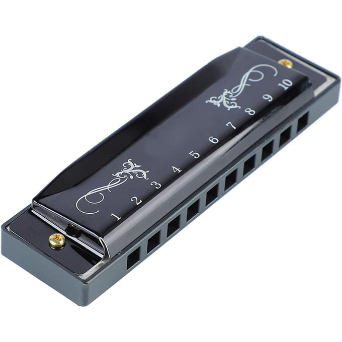 Harmonica 10 Trous 20 Tonalités Do Professionnel Standard avec Étui pour Enfant Débutant noir