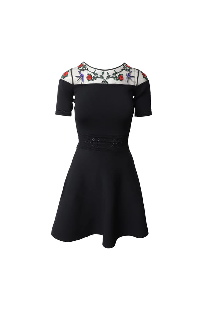 Sandro Paris Rozenapplicatie Mini Jurk in Zwarte Viscose
