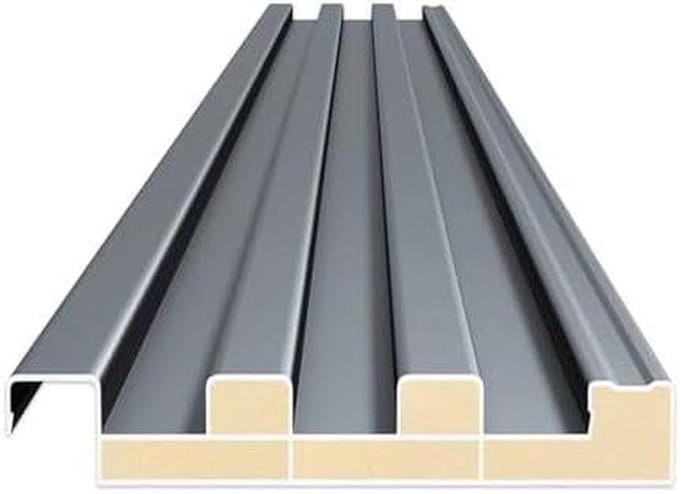 Geïsoleerde Dakpanelen - Golfplaten - Carport Bedekken - Polyurethaan Vulling - 06 mm dik - Grijs