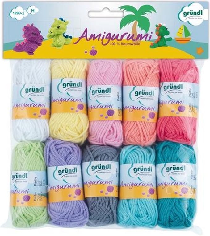 1299-2  Amigurumi Katoen - Set 2 10x10 gram minibollen