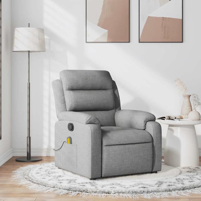 vidaXL - Massagestoel - verstelbaar - stof - lichtgrijs