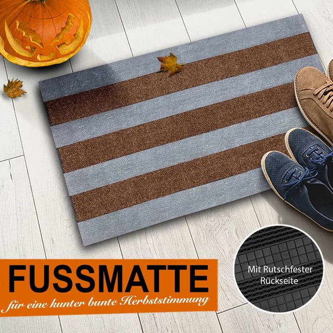 FLOORDIREKT Deurmat voor buiten - Droogloopmat - Elbe - Bruin/Antraciet - 46 x 76 cm