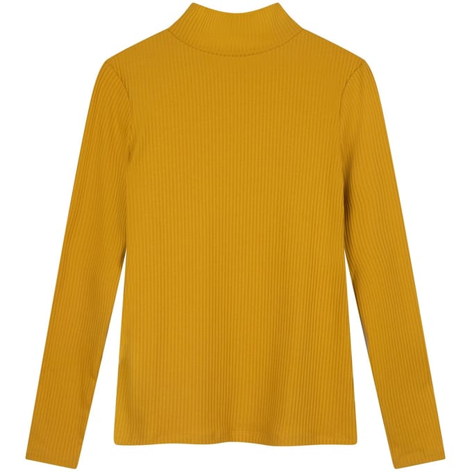 EsQualo Top Small Rib Mustard Maat: S | Longsleeves Outlet | Dames | Geel