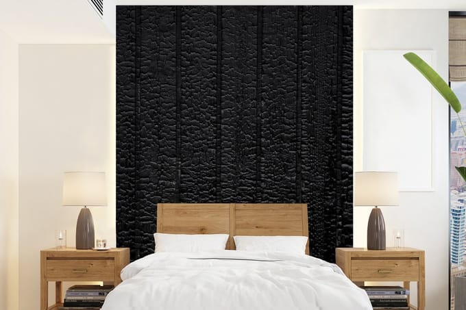 Behang - Fotobehang Zwart - Design - Structuur - Lederlook - Breedte 160 cm x hoogte 220 cm