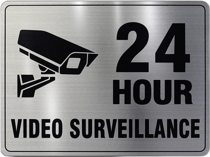 2x Videobewaking Waarschuwingsbord - Reflecterend & Zelfklevend RVS - 20,5x15cm