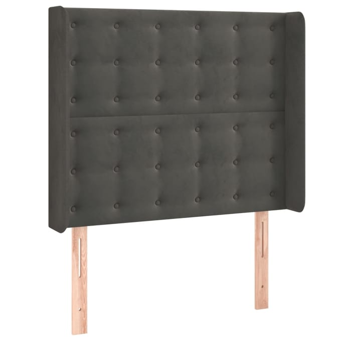 vidaXL - Hoofdbord - LED - 93x16x118/128 - cm - fluweel - donkergrijs