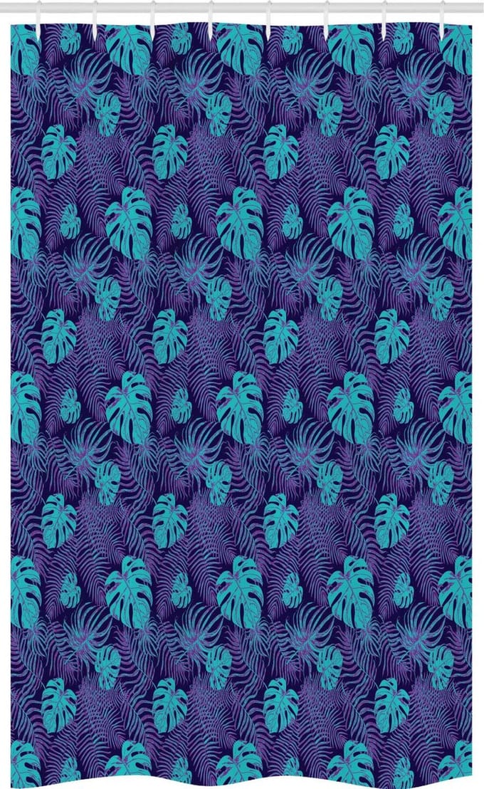 ABAKUHAUS Tropisch douchegordijn – 120x180 cm – Polyester – Lila/Aqua