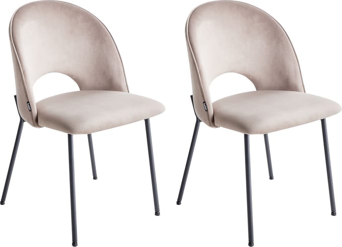COVELO - Eetkamerstoel set van 2 - Taupe - Fluweel
