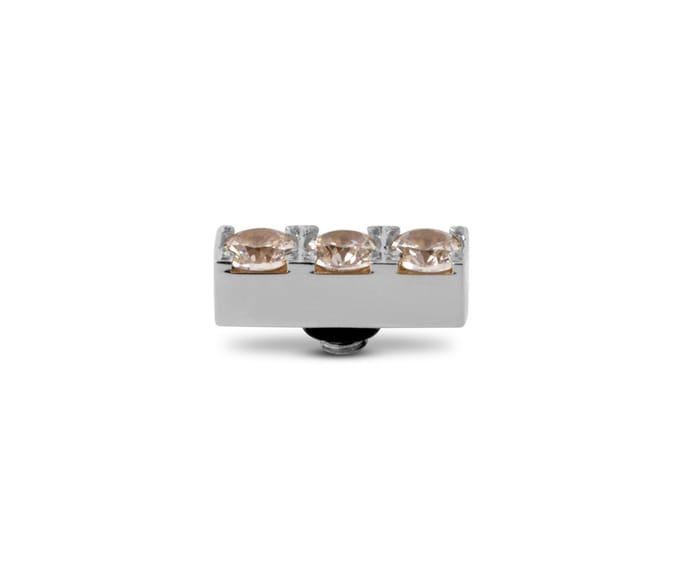 Melano Twisted Triple CZ Steentje Crystal | Zilver