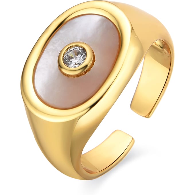 Luxenter ring met wit parelmoer 18k gouden afwerking - Staxo