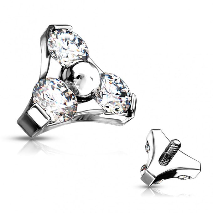Dermal top triple stone 1.6mm wit - LMPiercings