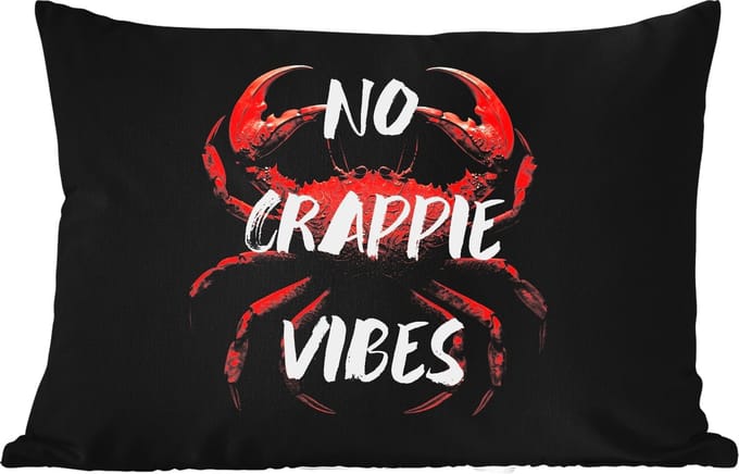 Buitenkussens - Krab - Rood - Tekst - Zwart - 60x40 cm - Weerbestendig