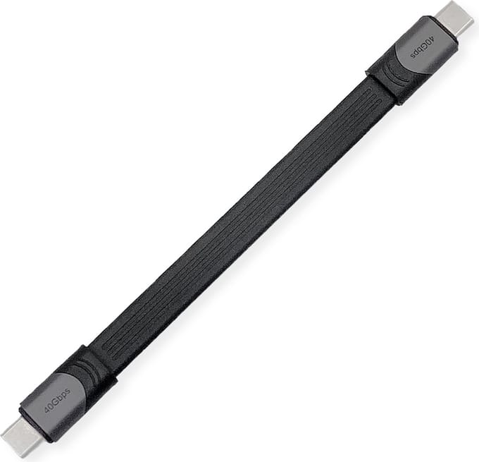 ROLINE USB4 Gen3x2 kabel, C-C, M/M, 8K UHD-2, 40Gbit/s, 100W, extra plat, zwart, 15 cm