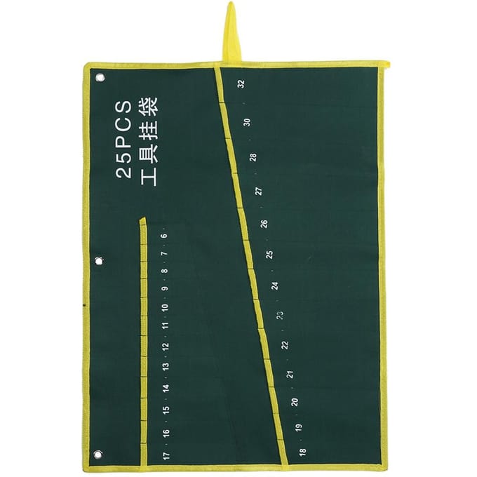 1 sac de rangement enroulable en toile durable pour clé à molette, vert 25 Pockets