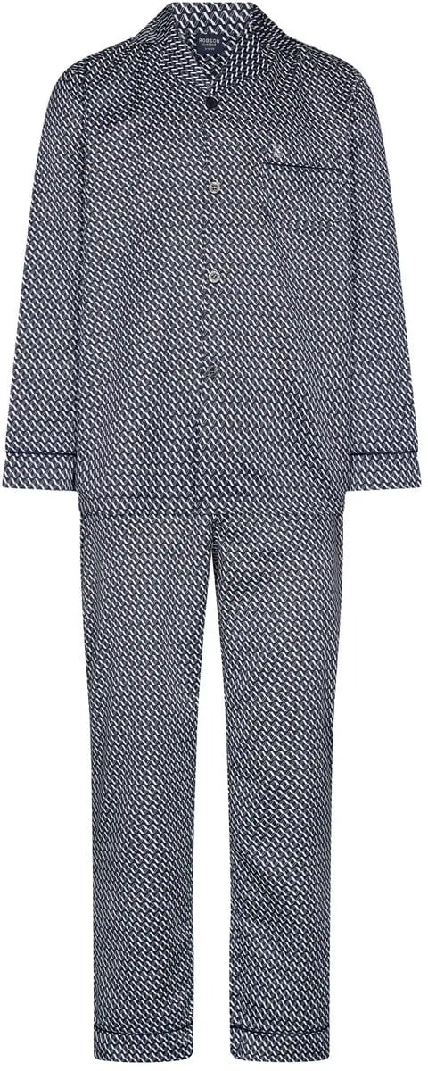 Robson Pyjama - Polyester/Katoen - Satijn - Doorknoop - Blauw - Maat 56