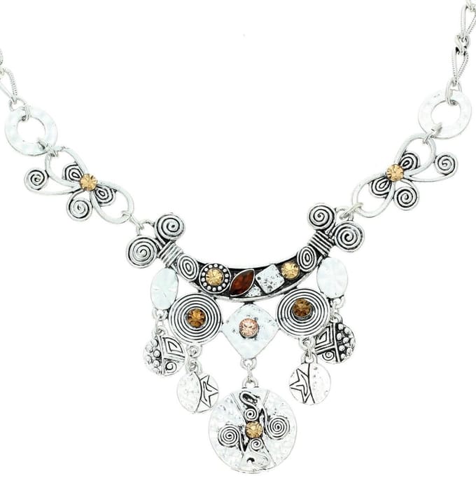 Behave - Ketting met bruine stenen en bloemendetails - Modeaccessoire voor boho-chic looks