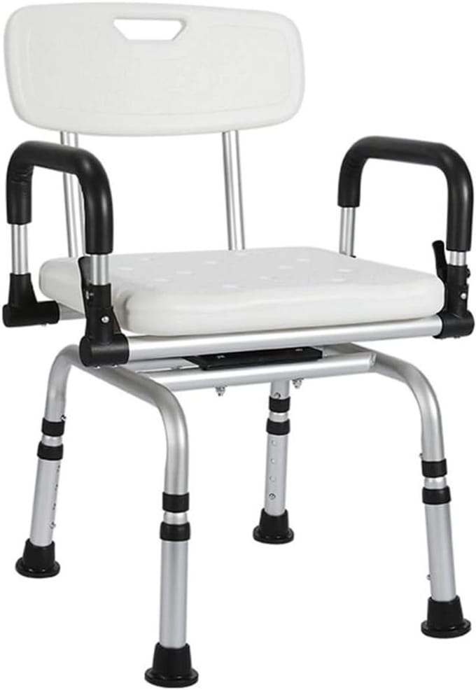 Douchestoel - Badkruk - Veilig Douchen - Antislip met Armleuningen - 40-48 cm Verstelbaar - Wit