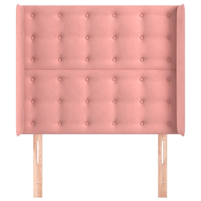 vidaXL - Hoofdbord - met - randen - 83x16x118/128 - cm - fluweel - roze