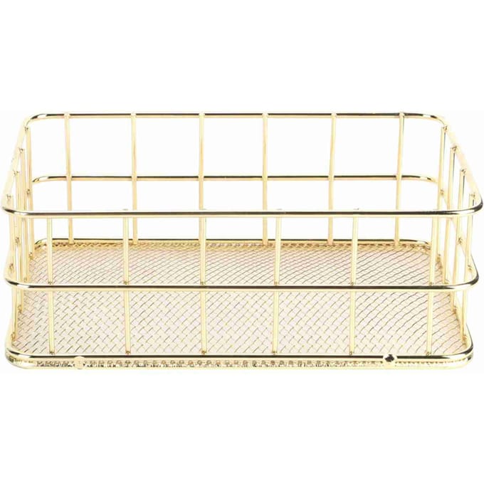 Gouden IJzeren Opbergmand Multifunctionele Draadgaas Desktop Opbergorganizer voor ThuisKlein Formaat beige