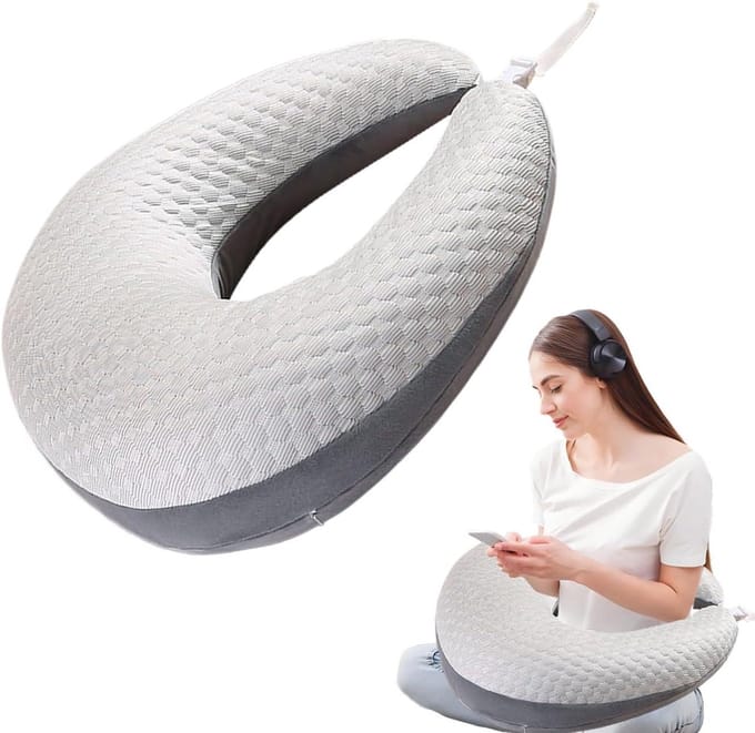 Leeskussen - Zitkussen - Ontspannen Zitten - Ergonomische Ondersteuning - 60x58 cm - Grijs