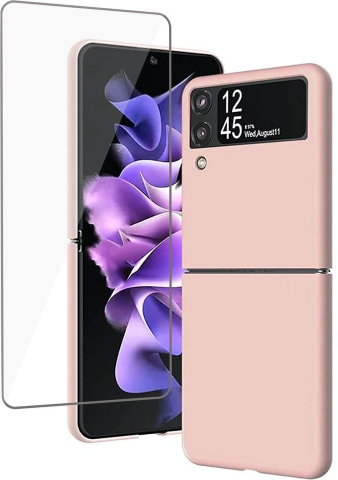 Hoesje geschikt voor Samsung Galaxy Flip 3 - Screenprotector - Soft Case Rose