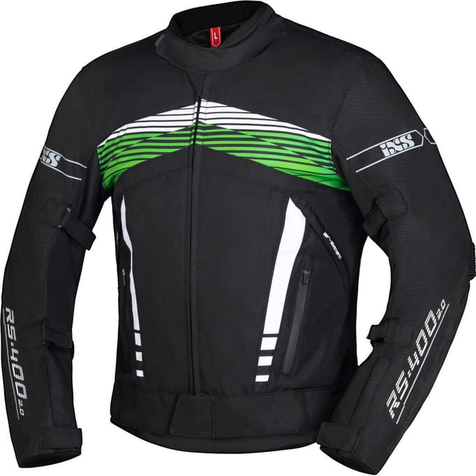 IXS RS-400-ST 3.0 Waterdichte Zwart Wit Groen Textiele Motorjas - Jas