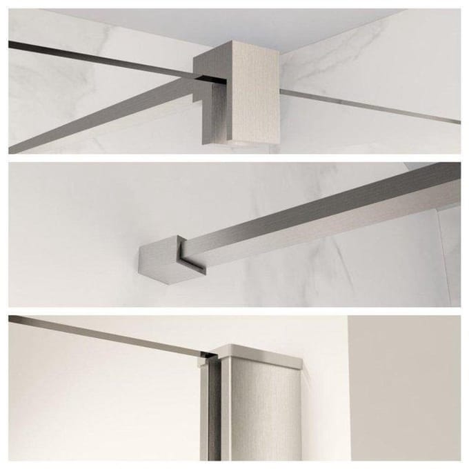 FugaFlow Eccelente Vetro inloopdouche badkamer - 110x200cm - mat glas - wandarm - geborsteld RVS