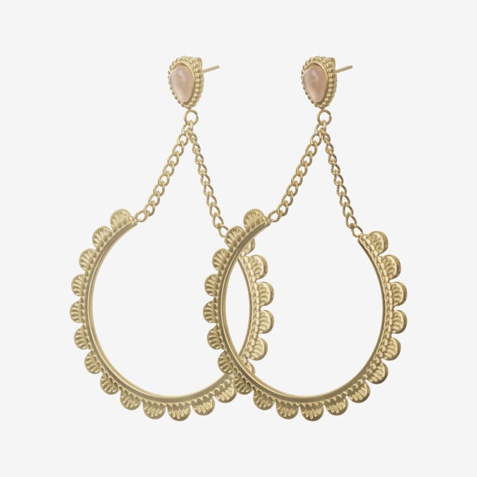 Essenza Round Statement Earrings Gold