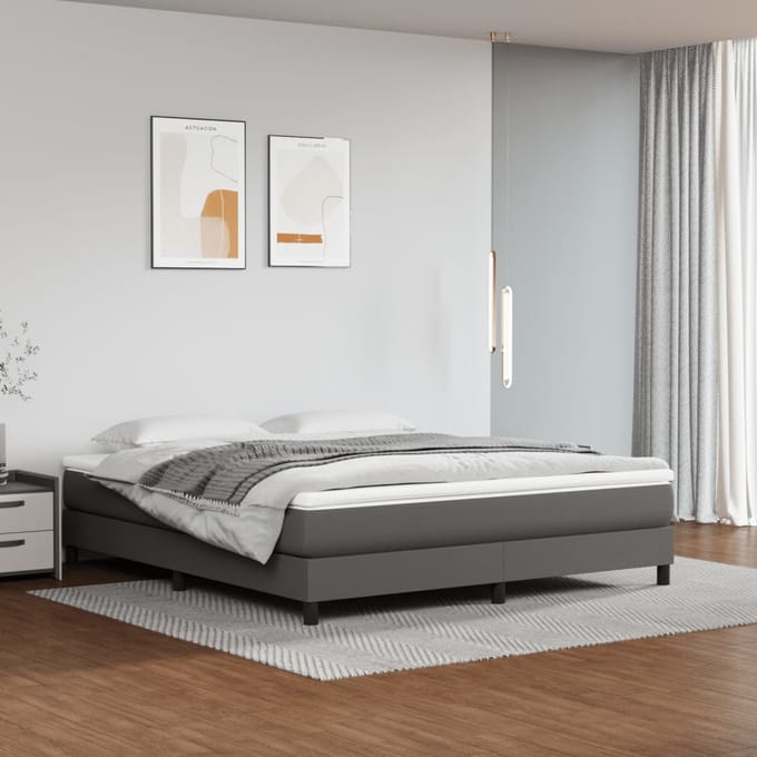 vidaXL - Pocketveringmatras - medium - 160x200x20 - cm - kunstleer - grijs