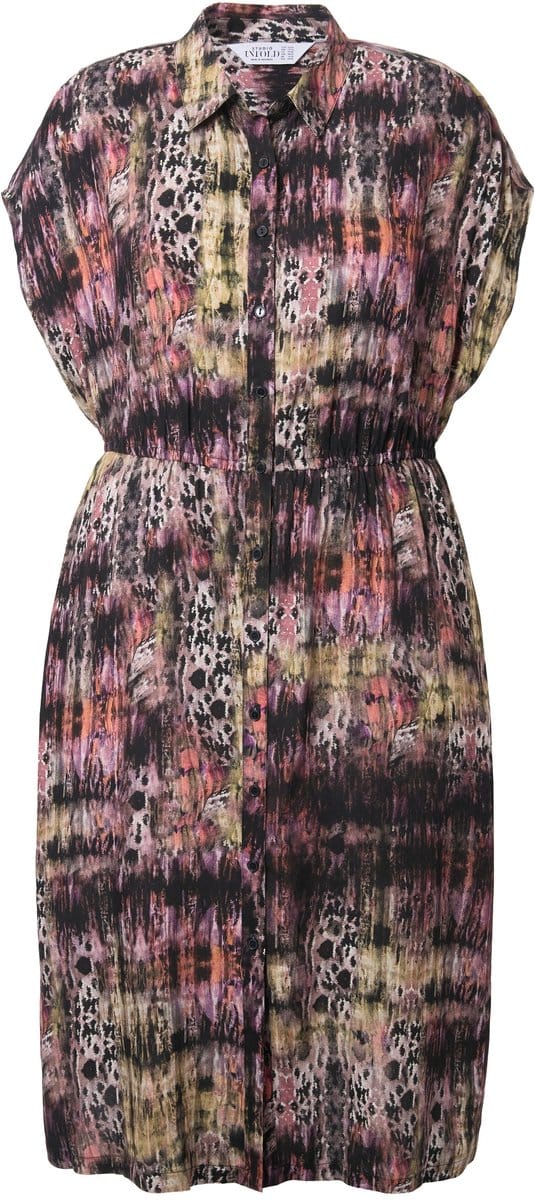 Studio Untold - Dames - Midi-jurk A-lijn leo elastische taille - Donkerolijf - Maat 54+