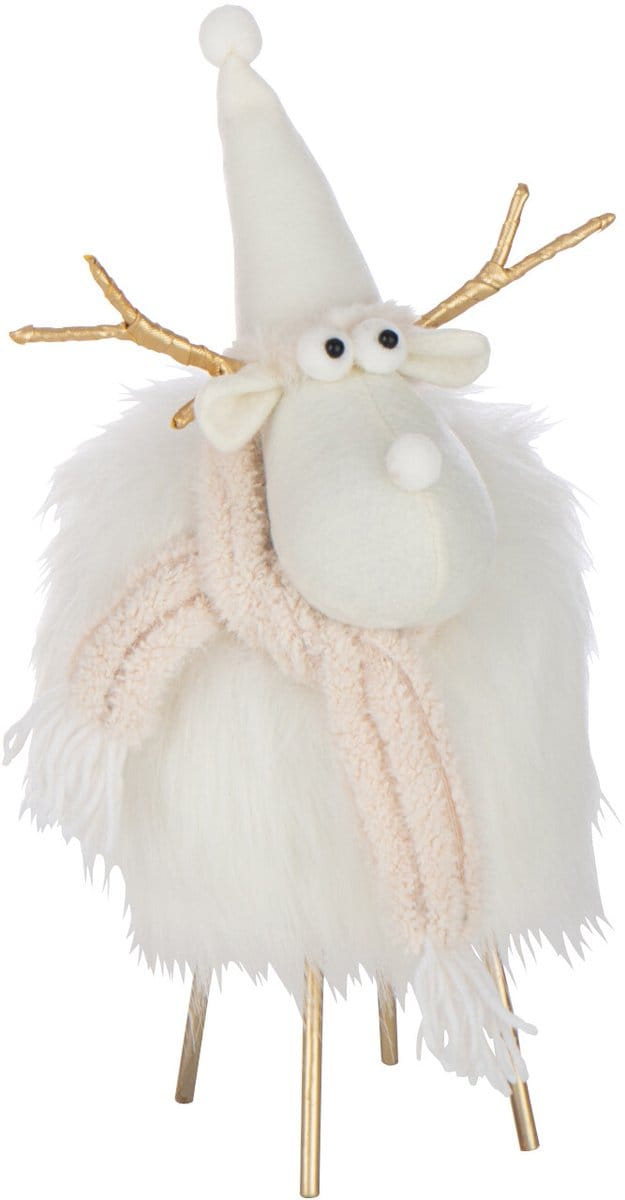 J-Line figuur Rendier - polyresin - wit/beige - small