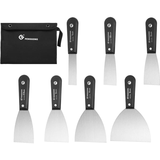 PENGGONG Plamuurmes Set 7 STUKS (11.522.5345 inch) Plamuurmessen Metalen Schrapers Plamuur 7 Pcs