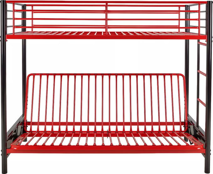 Vente-unique Hoogslaper metaal zwart, rood 90 x 190 cm