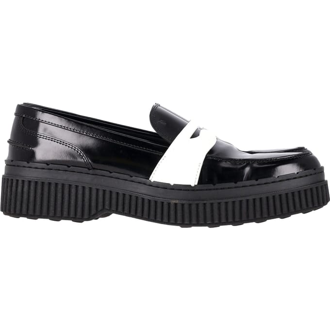 Tod's Platform Penny Loafers in Zwart Leer