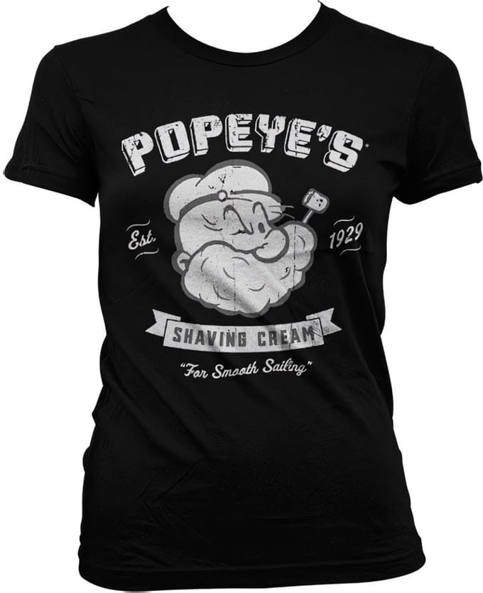 Popeye Dames Tshirt -M- Popeye's Shaving Cream Zwart
